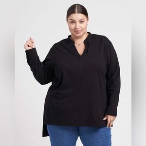 Universal Standard Groove high-low Pique Tunic in black cherry color 2X